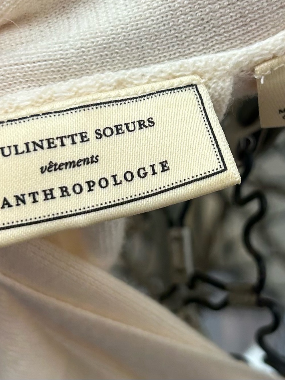 Anthropologie Moulinette Soeurs Ivory Bow Neck Sweater Top Women’s Medium - Picture 6 of 6